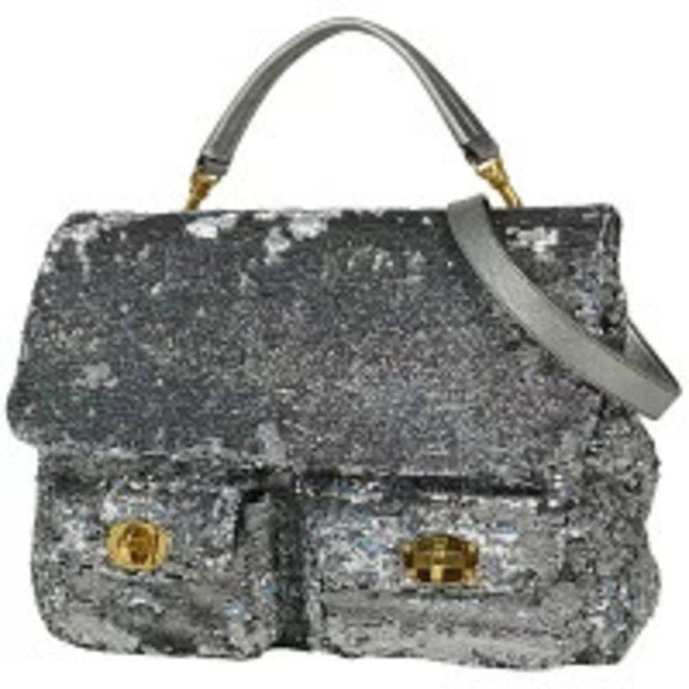 Miu MIu Shoulder Bag Handbag Sequined Silver